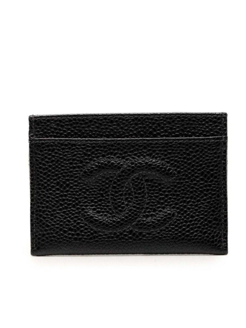 Chanel CC Logo Card Case Black Caviar Leather